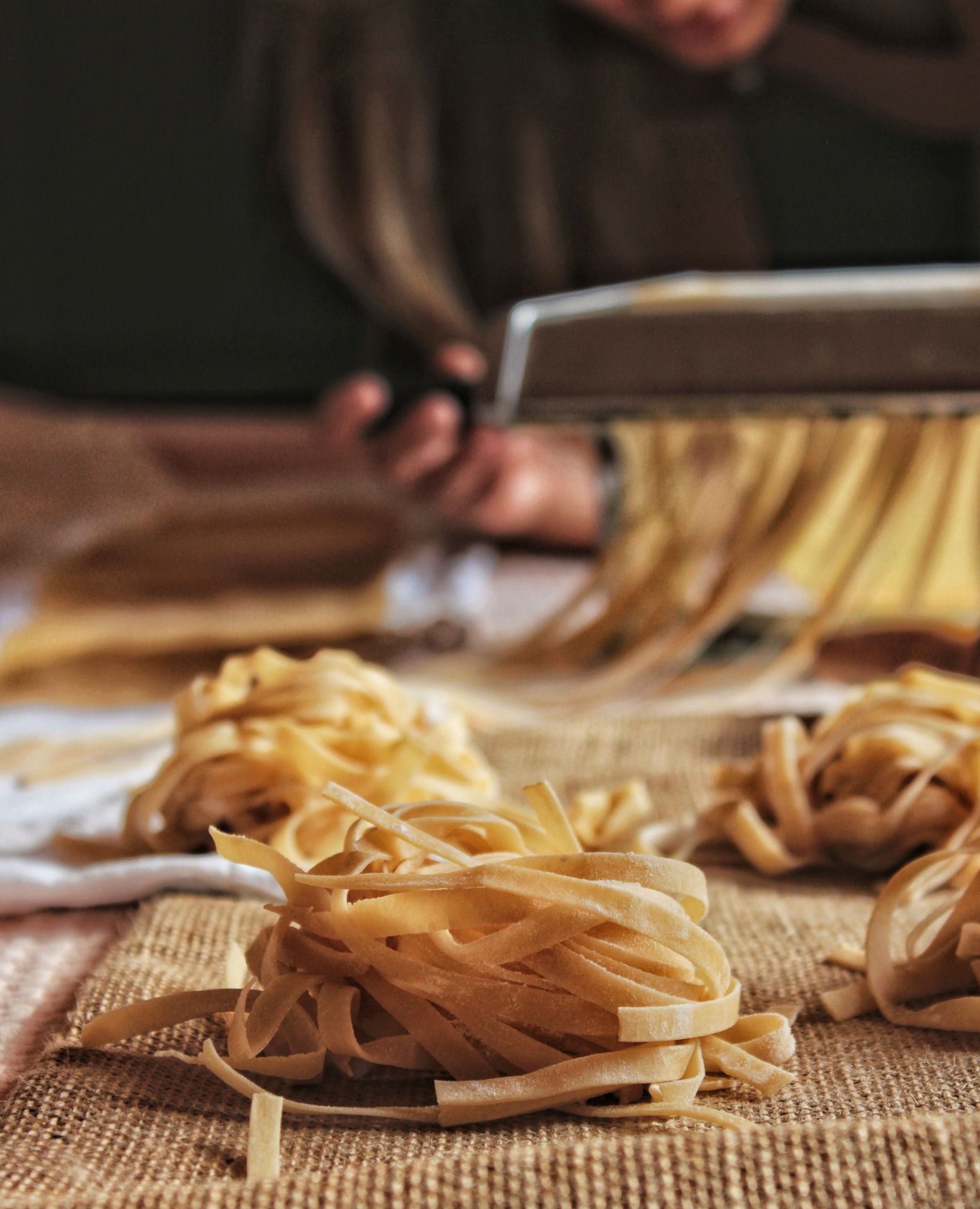 Fresh handmade pasta prepared for an at-home chef experience by Fussy Caterer Creations, NJ.