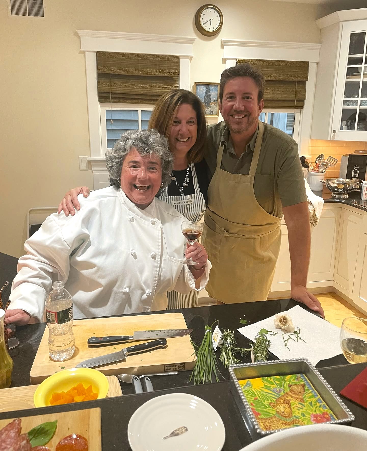 Chef Jean with guests during a private cooking experience in New Jersey.